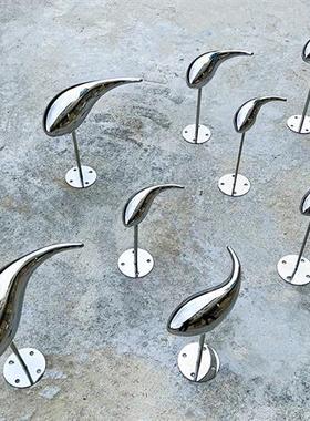 镜面不锈钢小鱼摆件售楼处庭院水池景观装饰群艺术品挂墙户外雕塑