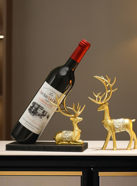 新中式酒柜铃兰鹿红酒架摆件餐边