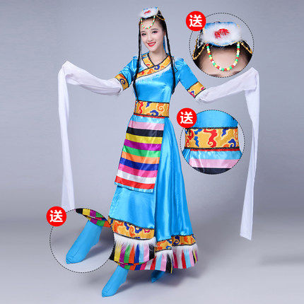 新款藏族舞蹈演出服装女藏式连衣裙 酷馨菱民族服装/舞台装