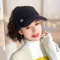 Hat Wig Autumn Winter Air Top Hat Curly Hair High Horsetail Wig Integrated Emulation Hair Thickened Plush Baseball Wig Cap