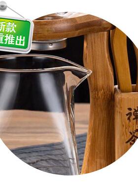 玻璃公道j杯竹制懒人易泡架茶滤架托茶杯架置物架中式泡茶架架i.