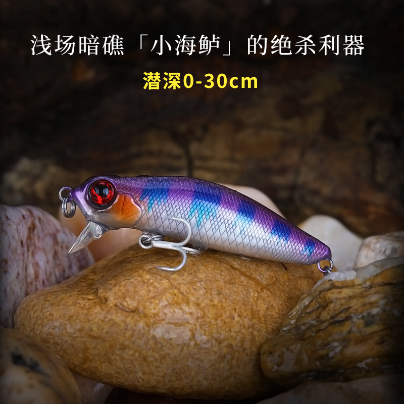 钓之屋 DW71浅层小米诺64mm/6.0g浅滩假饵海鲈翘嘴浮水路亚饵64F-图2