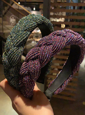 inter Shiny Color Headwear Wide Side Turban Hair Accessories