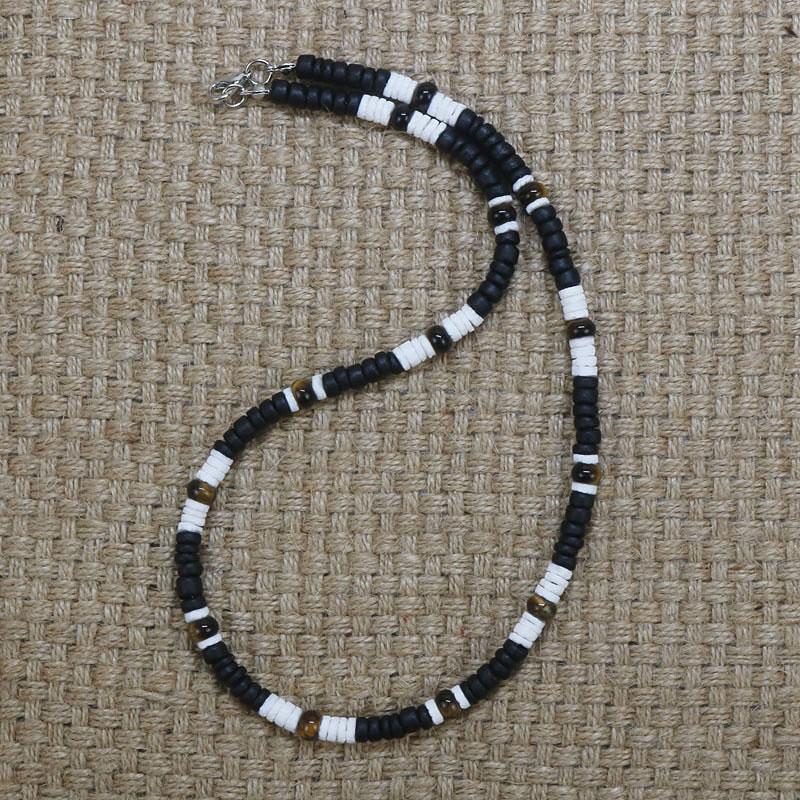 tric Tribal Ethnic Coconut Shell Beaded Necklace Men Jewelry - 图0