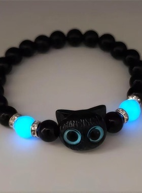 Big Eye Cat Luminous Necklace for Women Trendy Cartoon