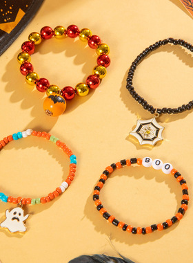 Halloween Bracelet Pumpkin Ghost Bat Bracelet Colorful