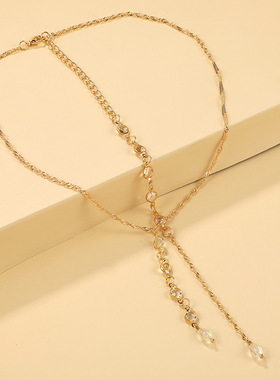 Crystal Back  Necklace Bikini Crossover Back Jewelry Wedding