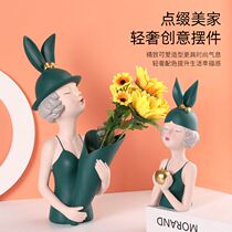 New Dazzling Nordic Holding Flowers Girl Light Lavish Wine Cabinet Adornment Living-room TV Home Creative Pendulum Wedding Wedding