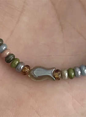 小红薯甜鱼仔小鱼手串算盘珠捷克珠手链手工串珠