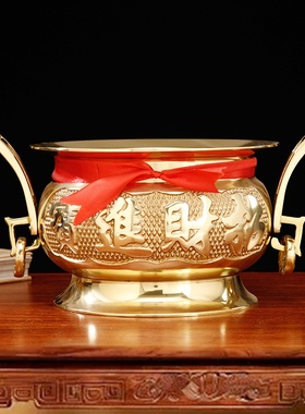 圆通工艺厂家直供全铜大边双耳炉香炉家居佛堂装饰工艺品摆件