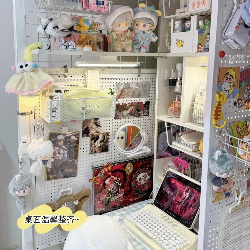 Dormitory triple table modification left side hole board storage rack without punching tabletop elevated cosmetic storage box