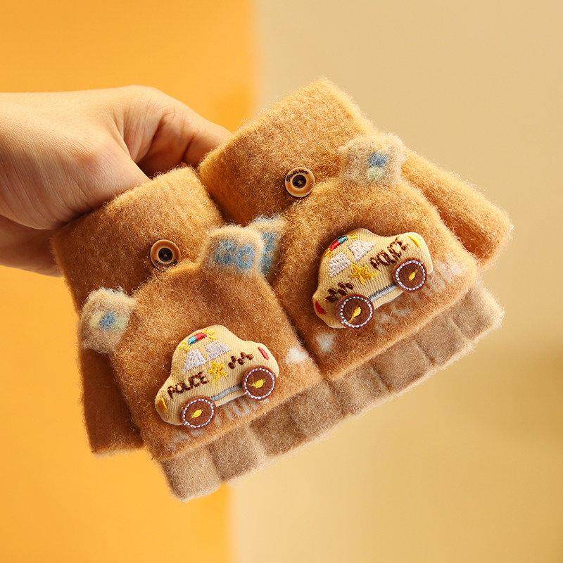 宝宝翻盖半指手套冬季2岁3儿童男宝加绒加厚保暖露指男童卡通分指,淘宝优惠券,粉丝福利购,淘宝优惠卷