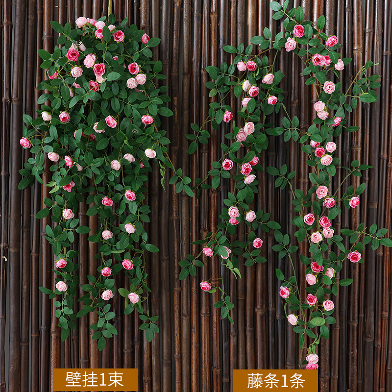 仿真玫瑰花藤条塑料假花藤蔓植物空调管道装饰花遮挡摆设吊顶墙面 - 图2