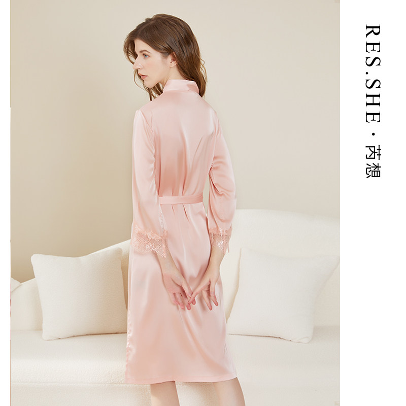 芮想春季轻性感浴袍花瓣粉高级感晨袍睡衣女长袖睡袍,淘宝优惠券,粉丝福利购,淘宝优惠卷