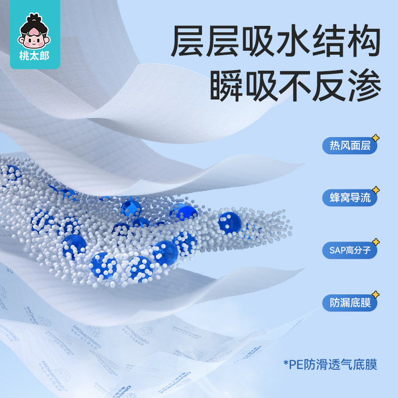 桃太郎婴儿隔尿垫一次性防水透气护理垫新生儿宝宝纸尿片床垫