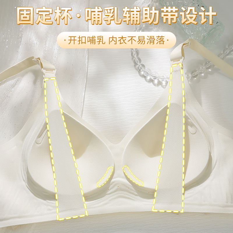 提拉无痕哺乳内衣女防下垂聚拢产后喂奶薄款孕妇怀孕期专用文胸罩 - 图1