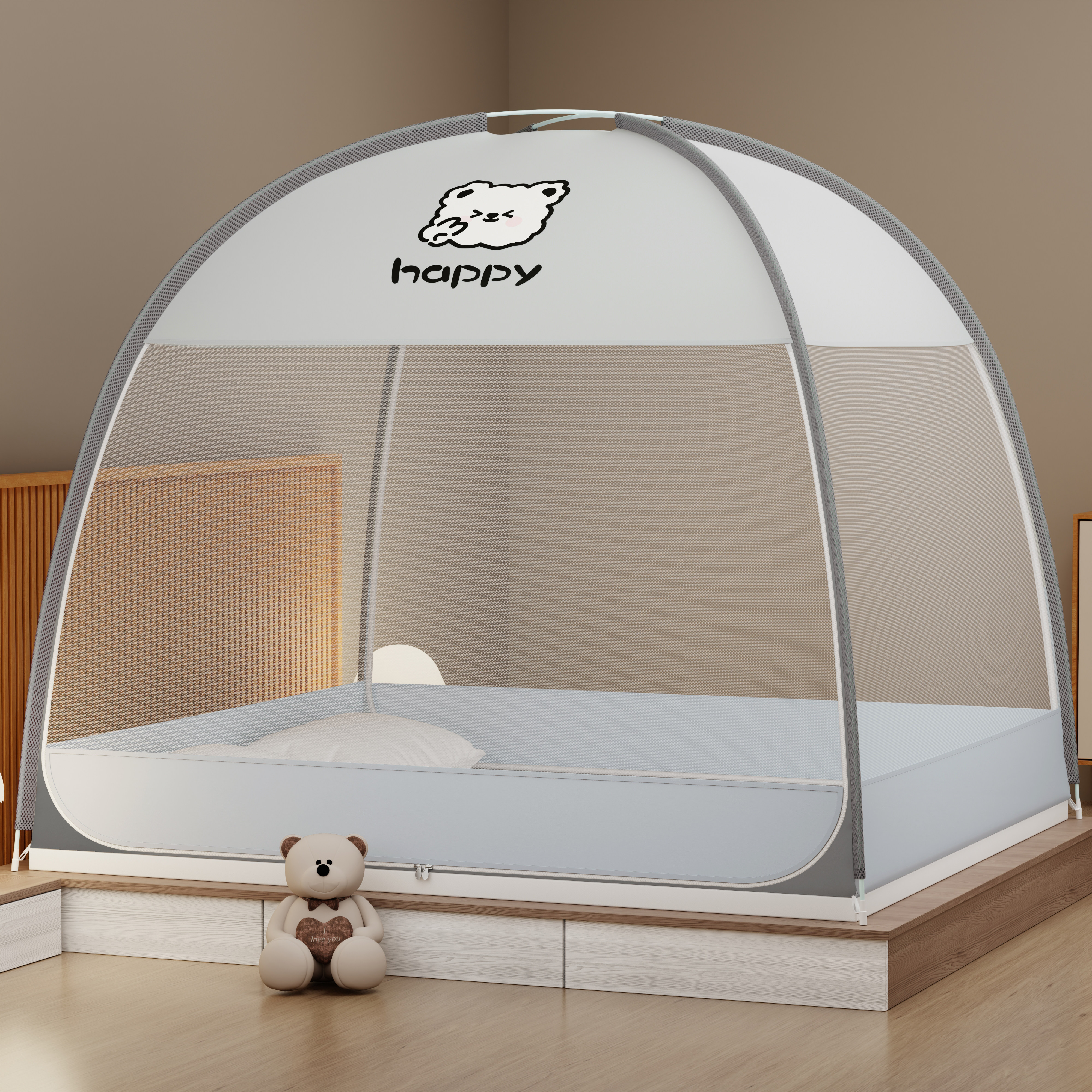 蒙古包蚊帐家用卧室免安装一体式儿童学生防摔可折叠蚊帐加密帐纱,淘宝优惠券,粉丝福利购,淘宝优惠卷