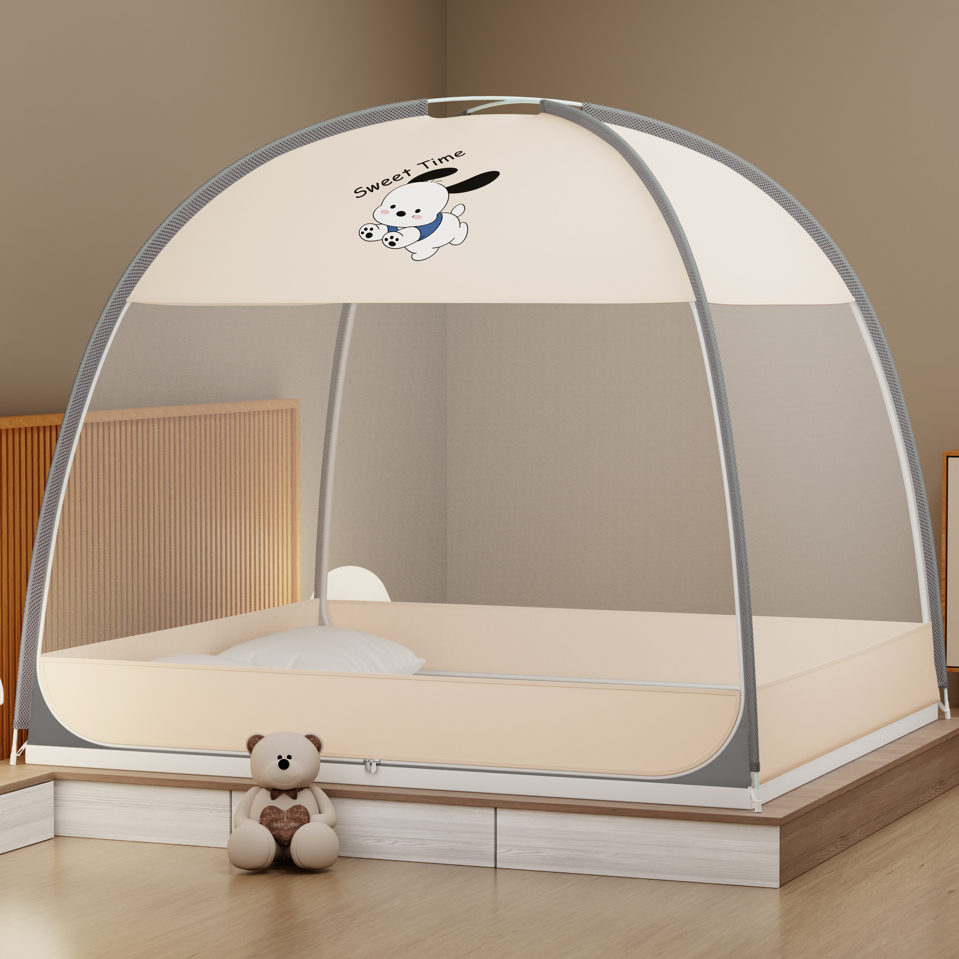 蒙古包蚊帐家用卧室免安装一体式儿童学生防摔可折叠蚊帐加密帐纱,淘宝优惠券,粉丝福利购,淘宝优惠卷