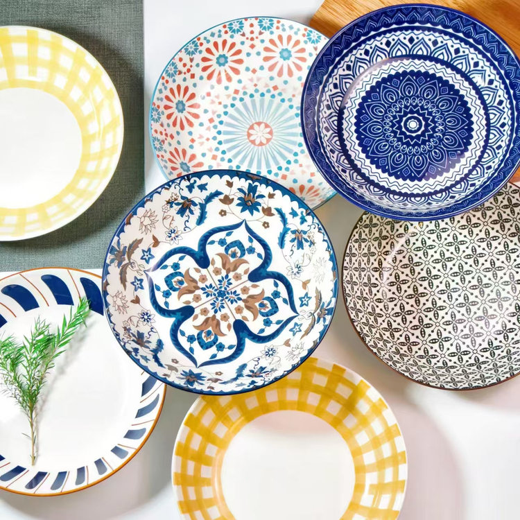 ins北欧餐盘盲盒陶瓷盘出口波西米亚风汤盘水果盘家用菜盘福袋