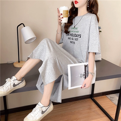 Хлопковое летнее длинное платье-футболка, юбка, брендовое платье, 2024 года, оверсайз, длина миди