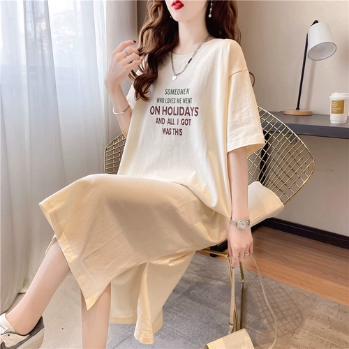 Хлопковое летнее длинное платье-футболка, юбка, брендовое платье, 2024 года, оверсайз, длина миди
