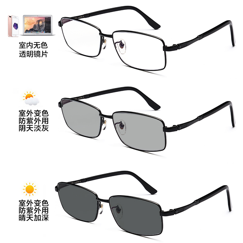变色大脸纯钛远近两用老花眼镜高清男智能老花镜大框自动变焦花镜 变色大脸纯钛远近两用老花眼镜高清男智能老花镜大框自动变焦花镜