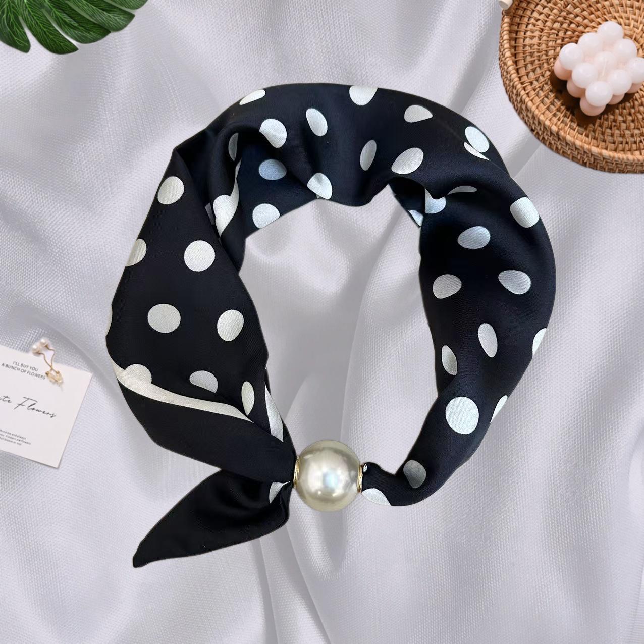 春夏新款法式珍珠项链磁吸扣懒人丝巾波点领巾女士吊坠装饰锁骨链 - 图0