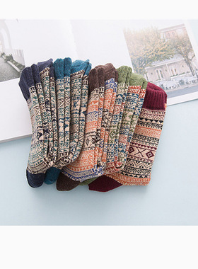 5 Pairs Women's Autumn Winter Wool Socks Warm Soft Mid
