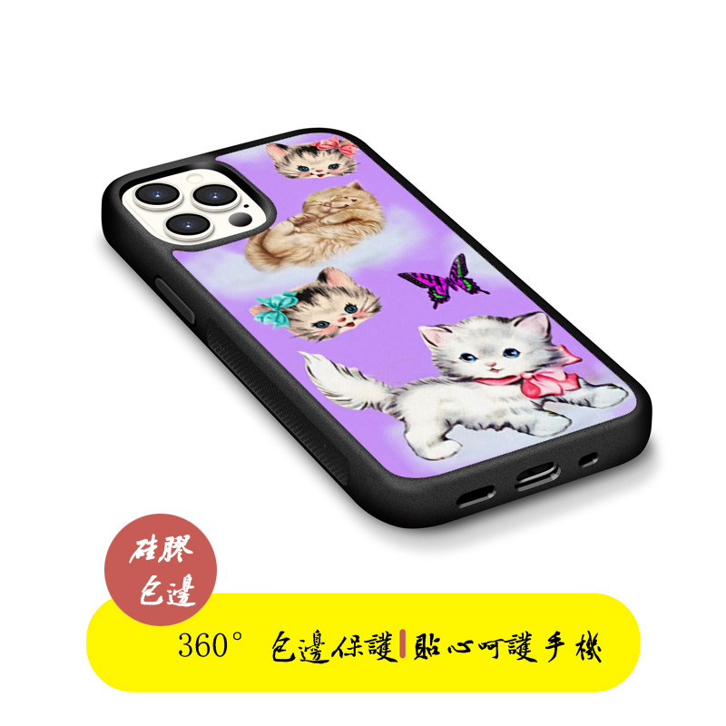 iPhone12欧美ins风手机壳8plus紫色猫咪扑蝶xrs适用苹果11promax【2018】