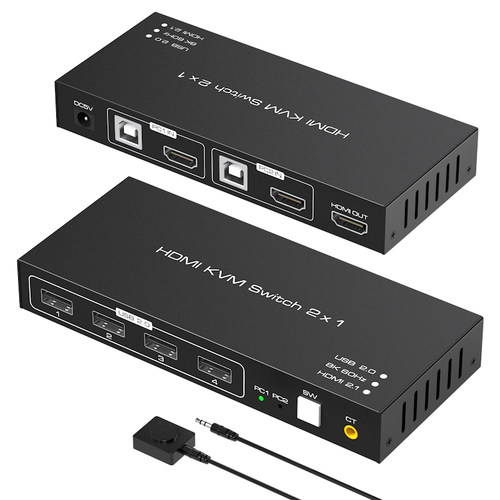 Vpfet kvm切换器hdmi二进一出8K超清4K120hz两口二台主机共享usb设备支持无线鼠标键盘打印机HDMI 2.1版-图0