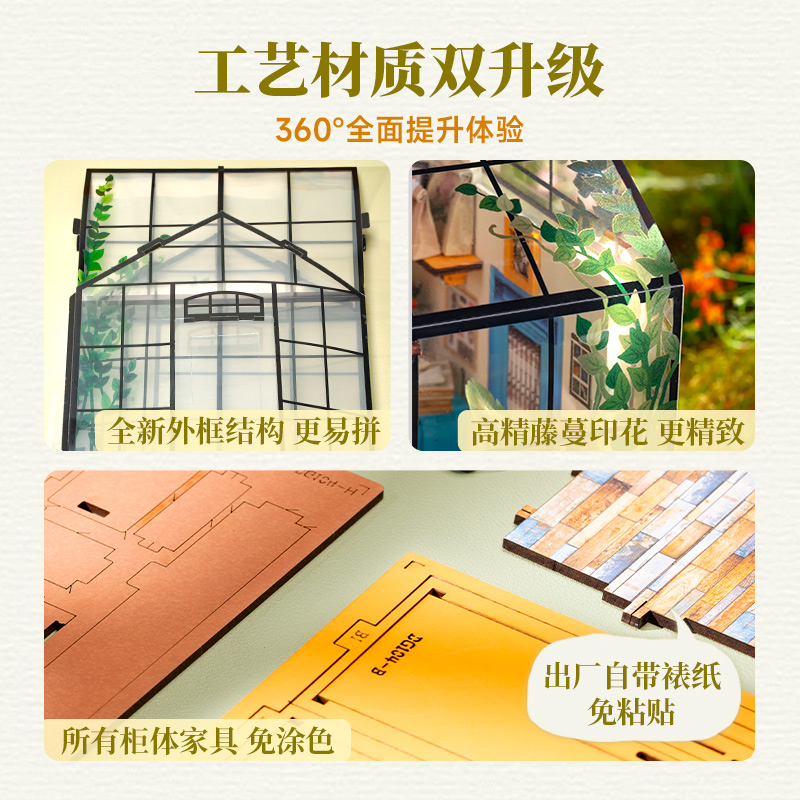 若来凯西花房diy手工小屋艺术屋房子模型微缩场景六一儿童节礼物 - 图0