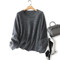 Naizaiga 100 cashmere O-neck-long sleeve gray white Women