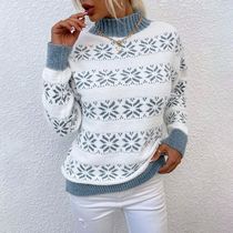 Vintage Pullover Snowflake Knitted Womens Sweater Autumn