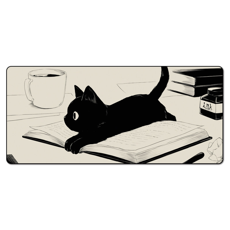 墨汁猫咪超大号鼠标垫男女学生可爱办公书桌垫电脑游戏键盘垫定制,淘宝优惠券,粉丝福利购,淘宝优惠卷