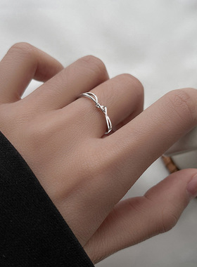 925镀银几何开口戒指冷淡风