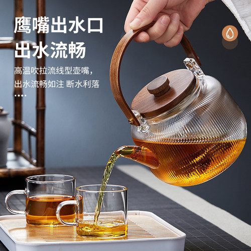 围炉煮茶的壶器具玻璃壶耐高温煮茶壶玻璃茶壶电陶炉烧水壶专用壶 - 图3