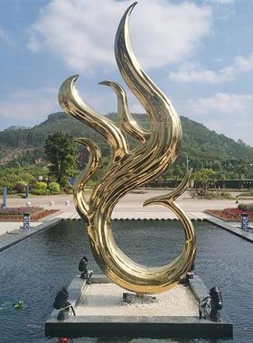 创意不锈钢金属电镀钛金凤凰雕塑摆件玄关售楼处广场酒店水池景观