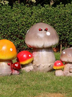 户外仿真玻璃钢蘑菇雕塑植物园林景观别墅庭院草坪幼儿园装饰摆件