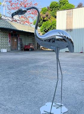 不锈钢鸟丹顶仙鹤白鹭雕塑金属售楼部处公园林水池景装饰摆件户外