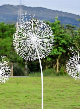 户外草坪铁艺发光蒲公英花朵雕塑不锈钢园林景观美陈装饰品摆件