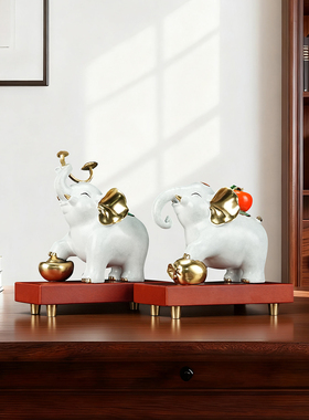 吉祥如意铜大象摆件招财装饰