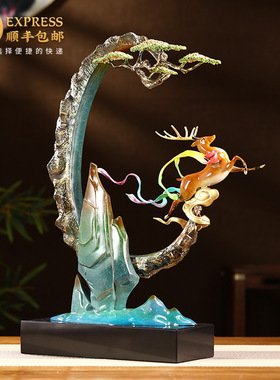 铜鹿摆件办公室装饰乔迁开业礼物