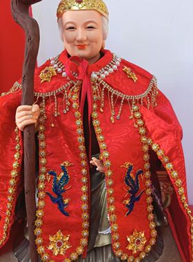 泰山奶奶凤袍观音新款王母娘娘斗篷手工刺绣古风黑老太太仙家披风