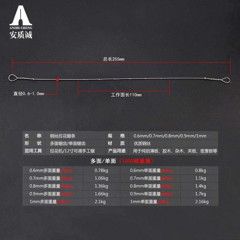 P9IX木工拉花锯条255mm钢丝锯条单面齿多面齿线锯条线锯机拉 - 图0