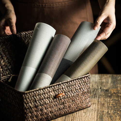 复古中式餐桌垫隔热垫日式餐具垫子田字格纹易冲洗防烫西餐碗垫 - 图1