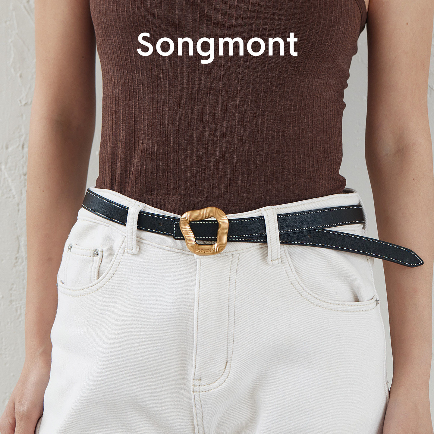 Women's belt songmont first layer cowhide designer