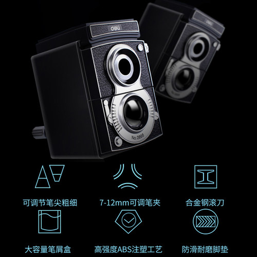得力0668手摇卷笔刀大口径削笔机儿童三角削笔器小学生转笔刀正品可爱卡通素描彩铅可削粗杆铅笔 - 图3