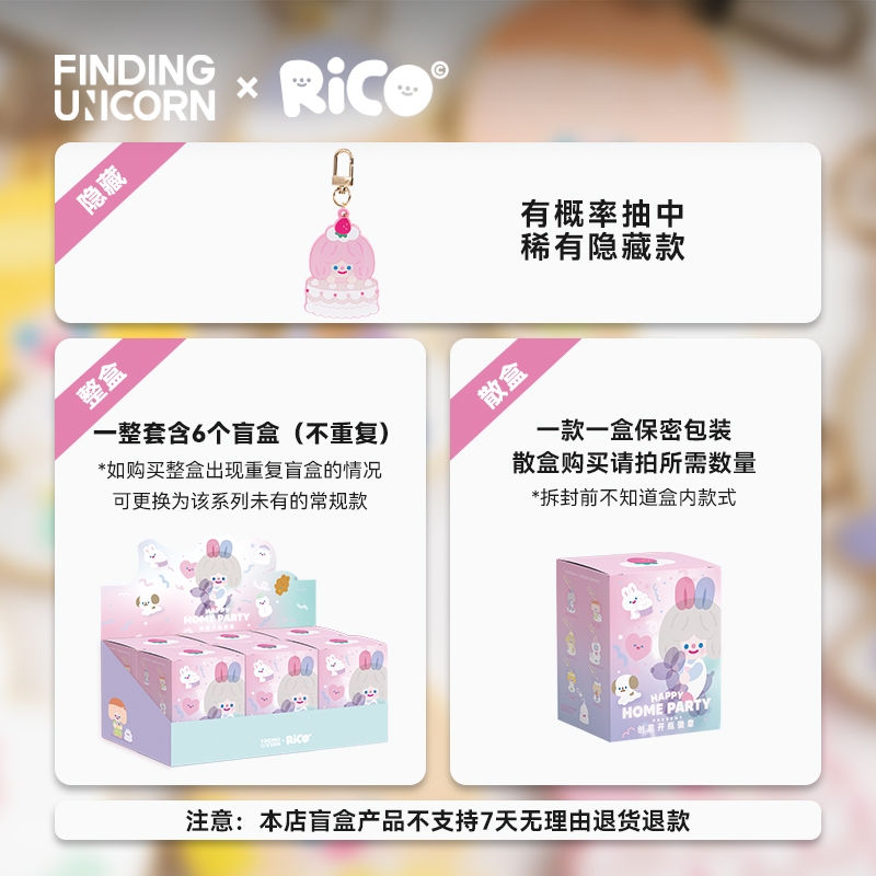 寻找独角兽 RiCO 快乐轰趴系列盲盒 周边创意开瓶徽章摆件钥匙扣 - 图2