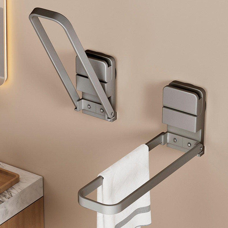 可折叠吸盘毛巾挂杆卫生间免打孔浴室多功能壁挂毛巾收纳晾晒浴巾,淘宝优惠券,粉丝福利购,淘宝优惠卷