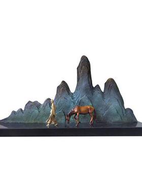 厂家现货寻道铸铜雕塑迎客松玄关酒店大堂样品间装饰品铜摆件